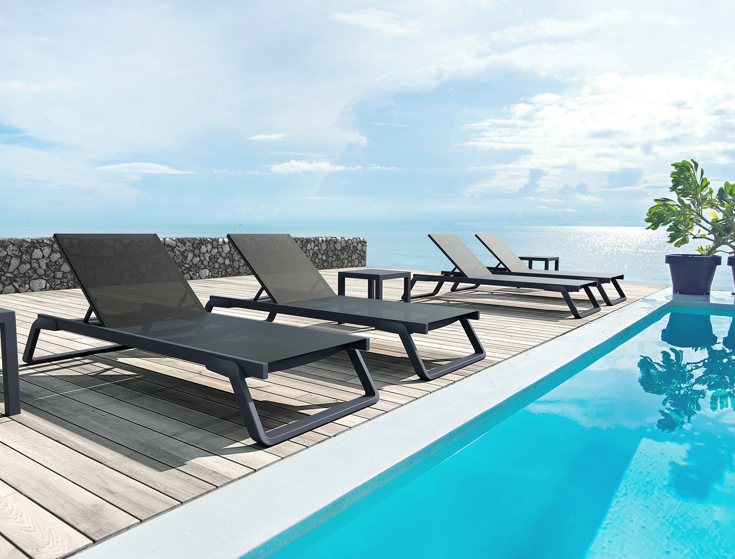 Chaise longue Tropic Black - Gris foncé